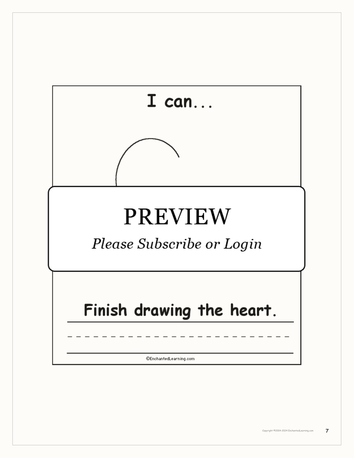 Valentine's Day 'I Can' Book interactive worksheet page 7