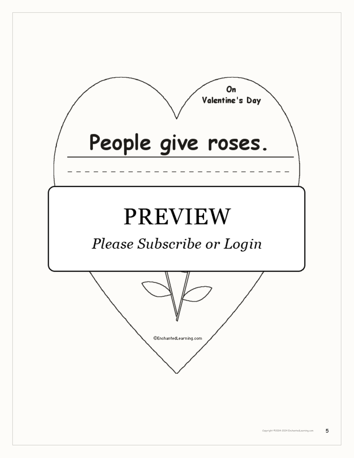 'On Valentine's Day, People...' Early Reader Book interactive worksheet page 5