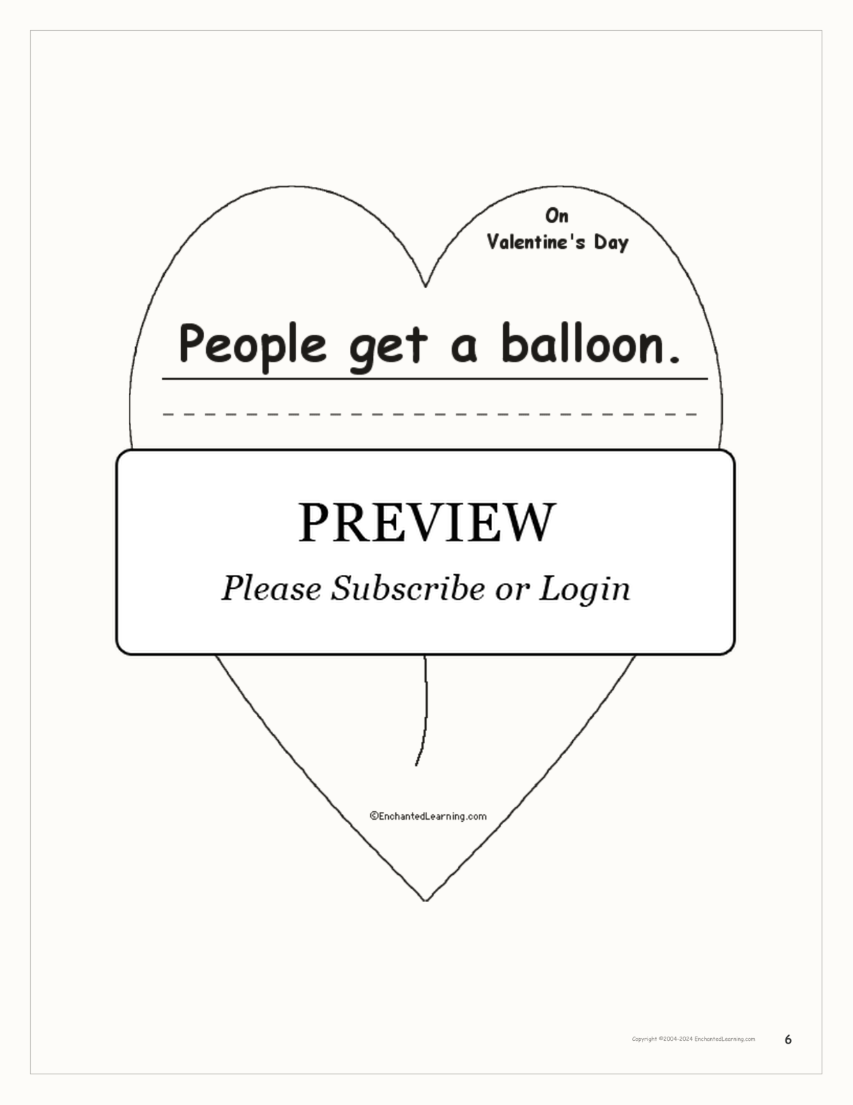 'On Valentine's Day, People...' Early Reader Book interactive worksheet page 6