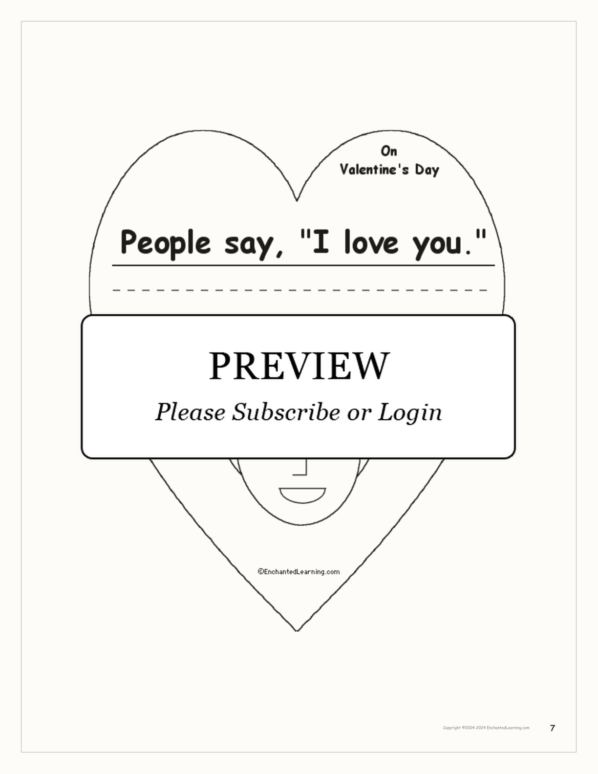 'On Valentine's Day, People...' Early Reader Book interactive worksheet page 7