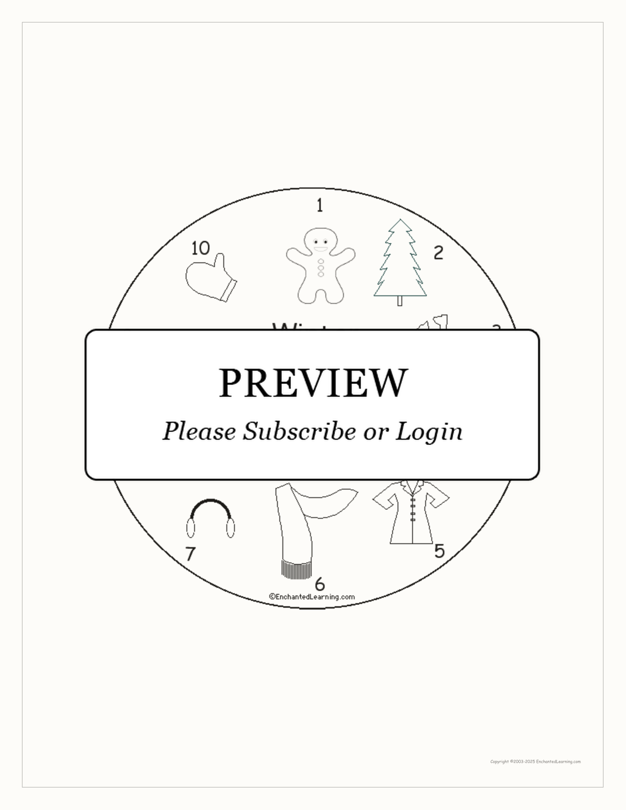 'Winter - How Many?' Book interactive worksheet page 1