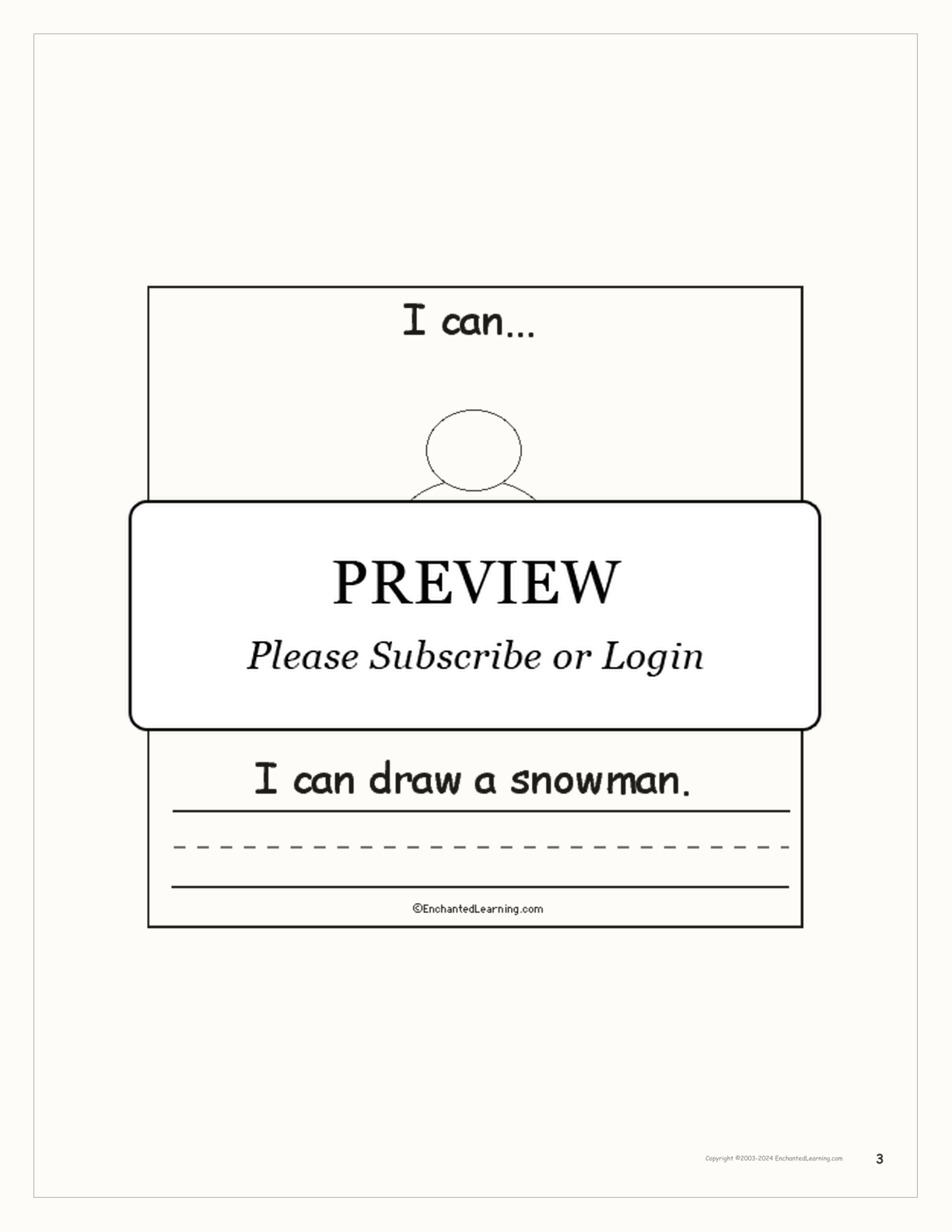 Winter I Can... Book interactive printout page 3