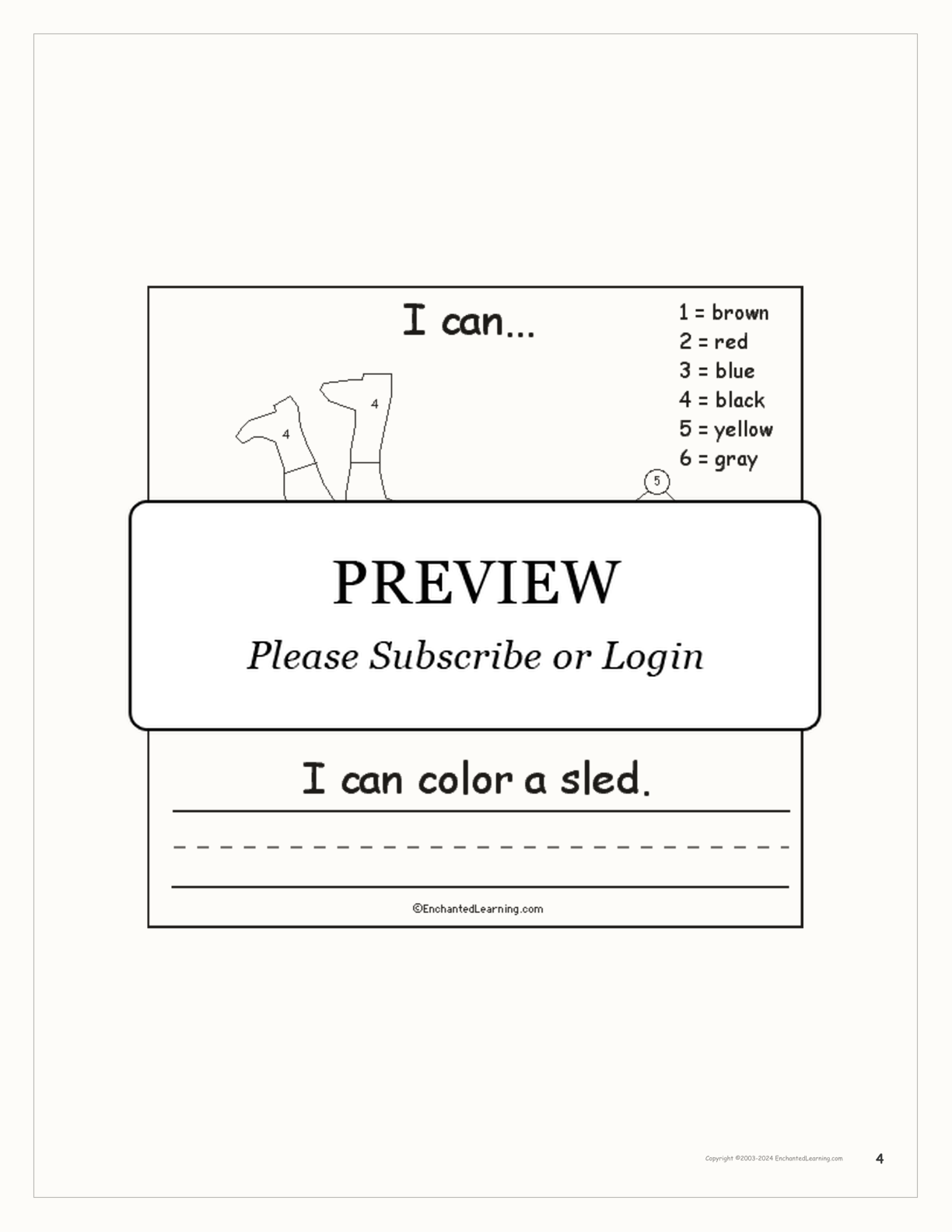 Winter I Can... Book interactive printout page 4