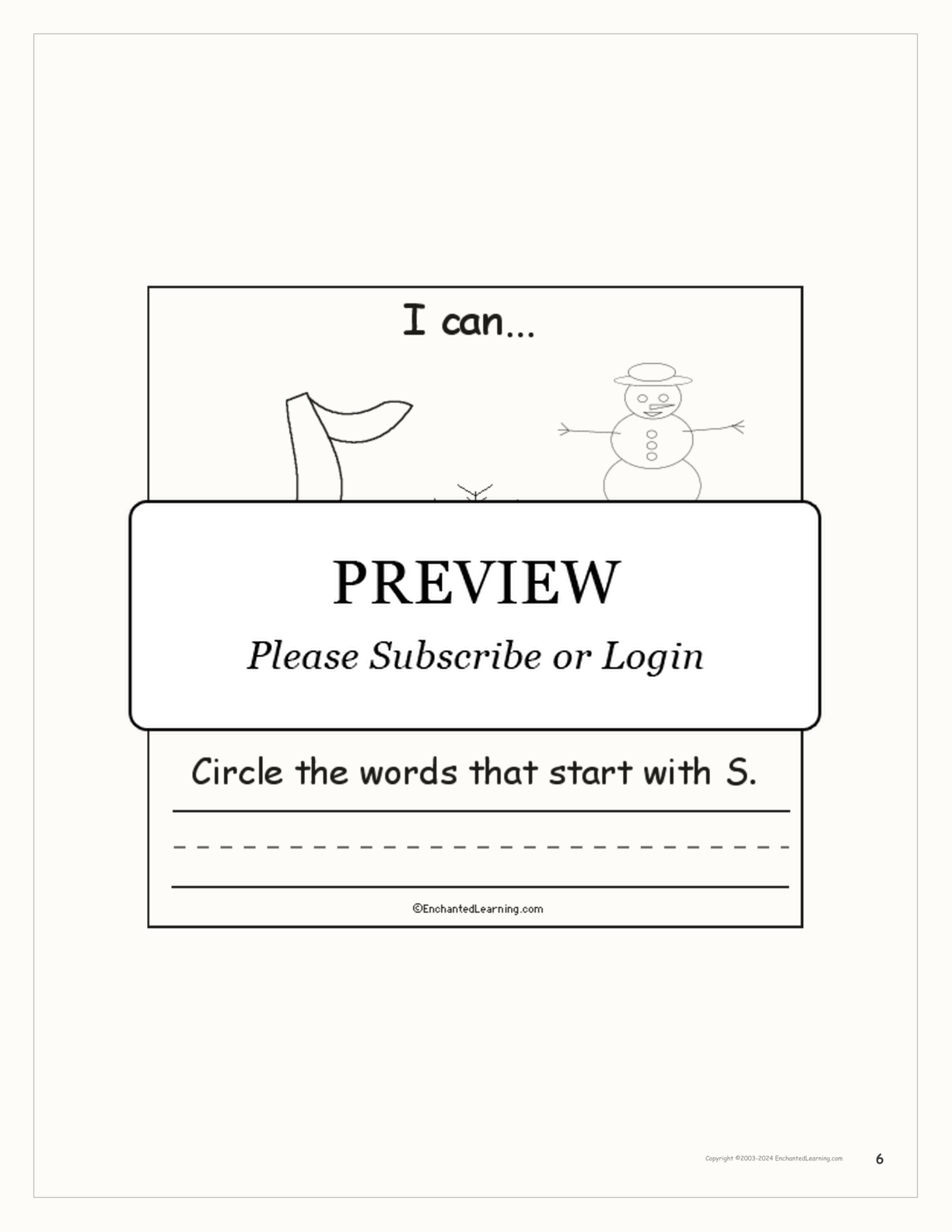Winter I Can... Book interactive printout page 6