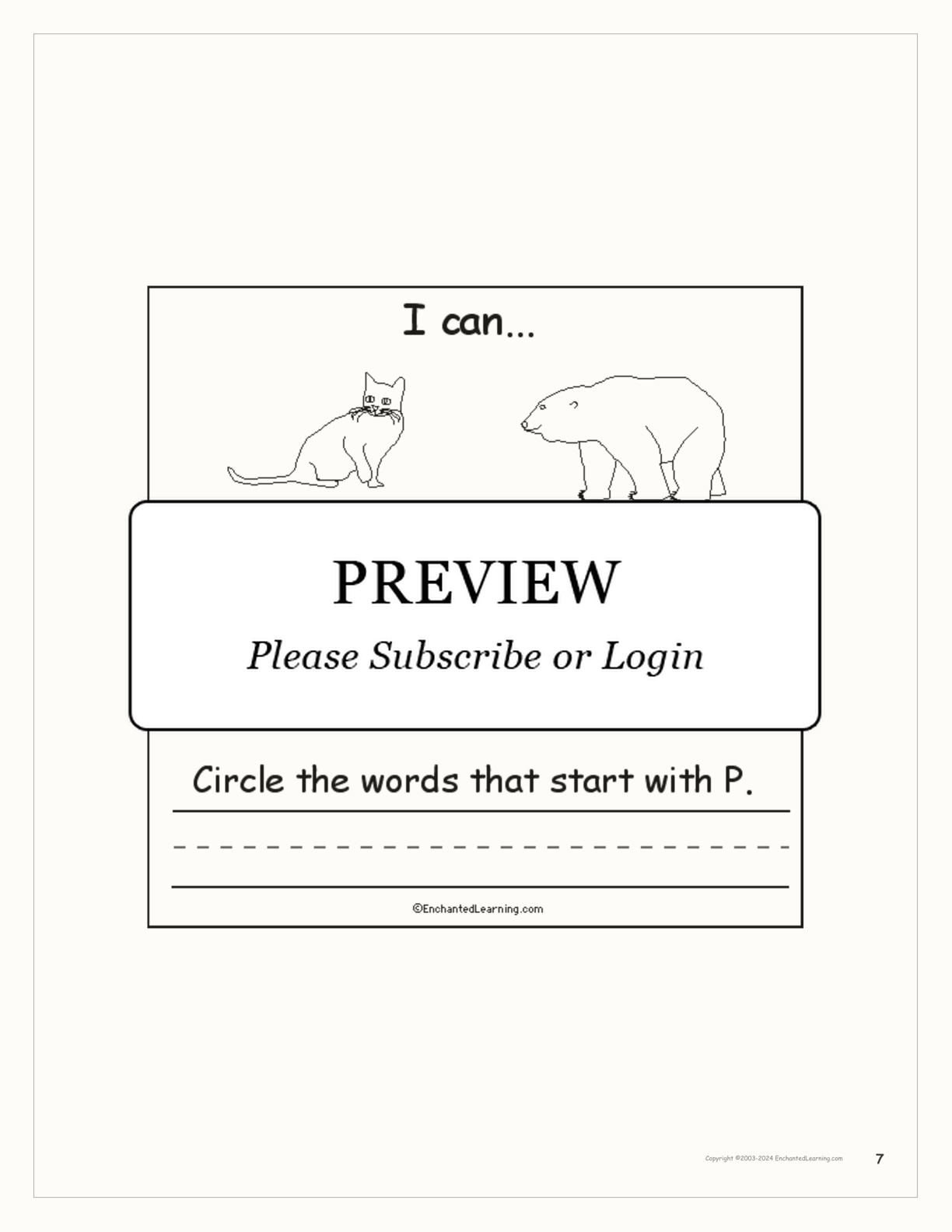 Winter I Can... Book interactive printout page 7