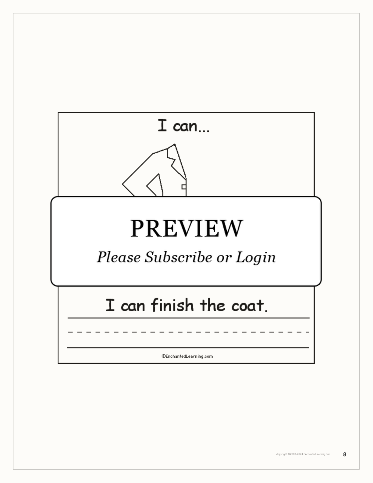 Winter I Can... Book interactive printout page 8