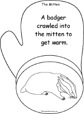Search result: 'The Mitten, A Printable Book: Badger Page'