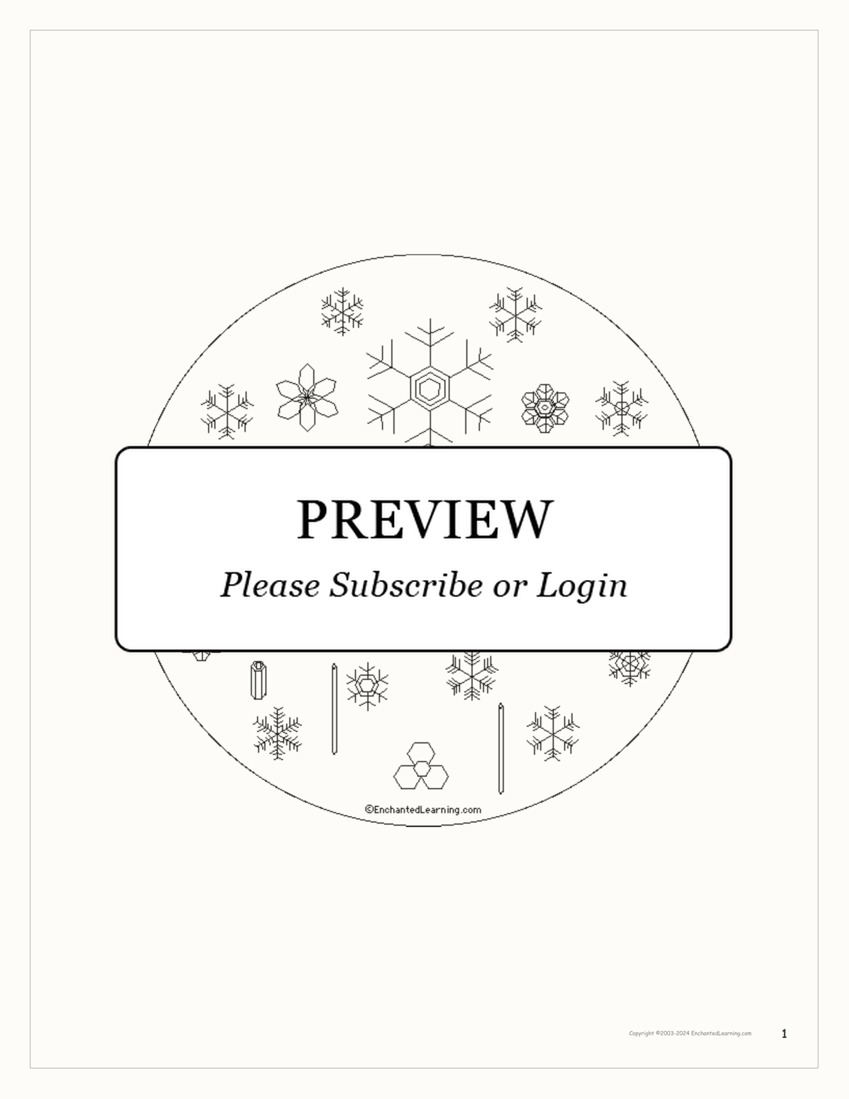 Snowflakes Book interactive printout page 1
