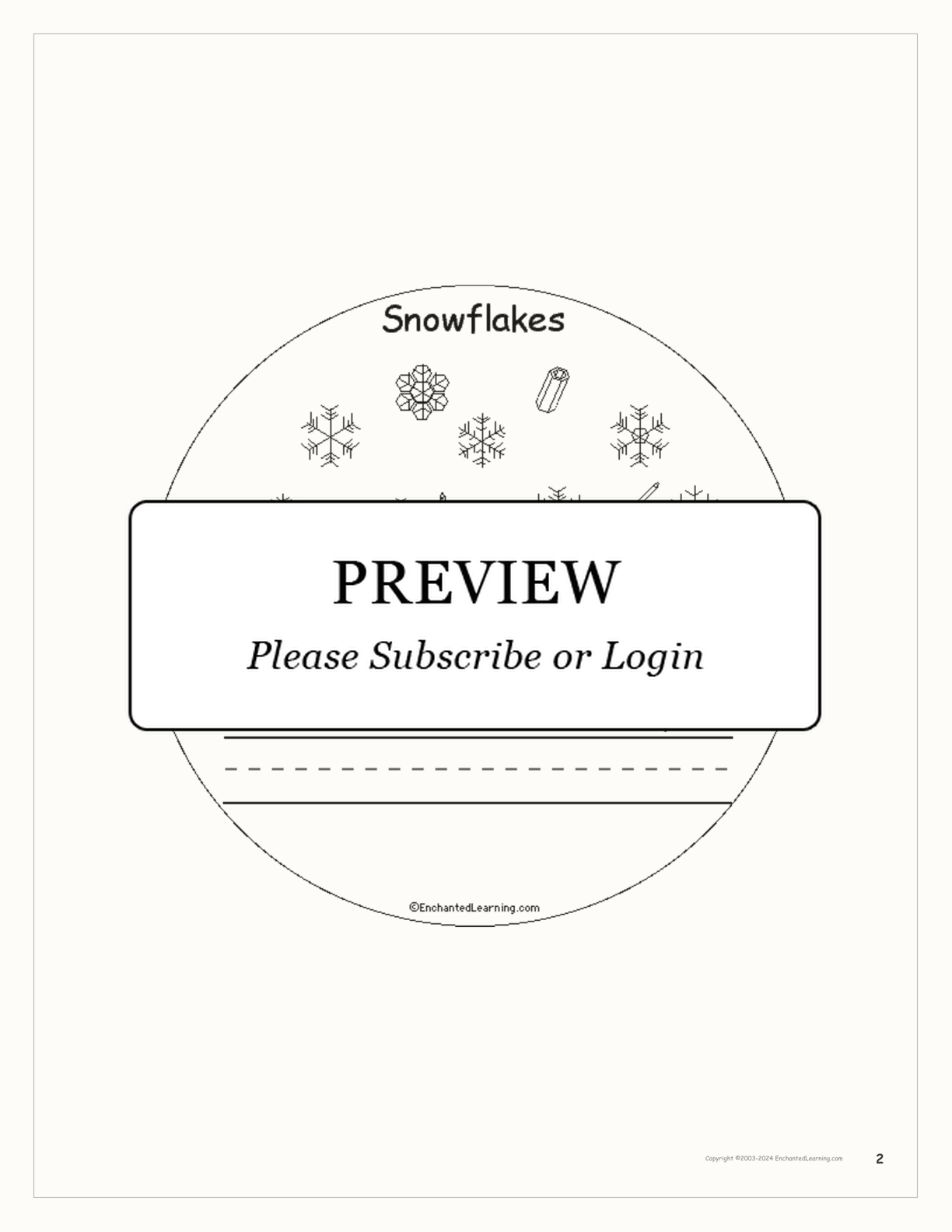 Snowflakes Book interactive printout page 2