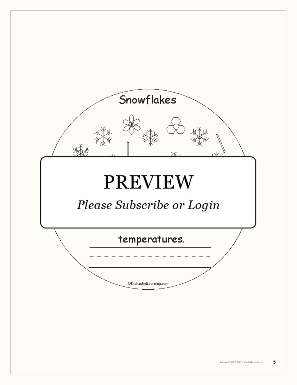 Snowflakes Book interactive printout page 5