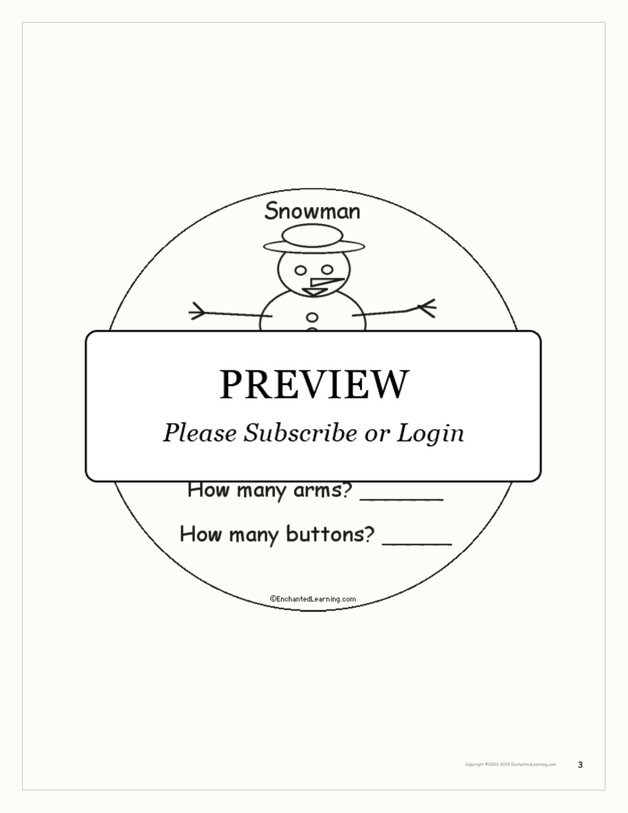 Snowman Early Reader Book interactive worksheet page 3