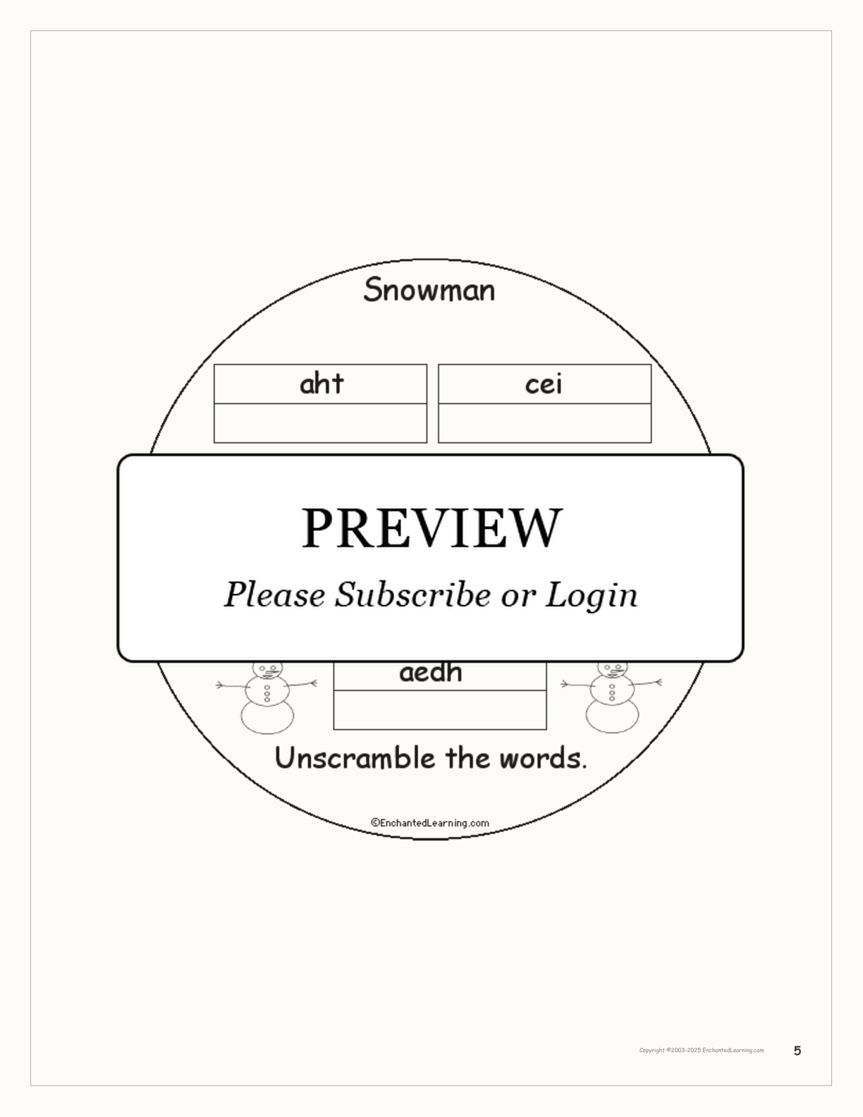 Snowman Early Reader Book interactive worksheet page 5