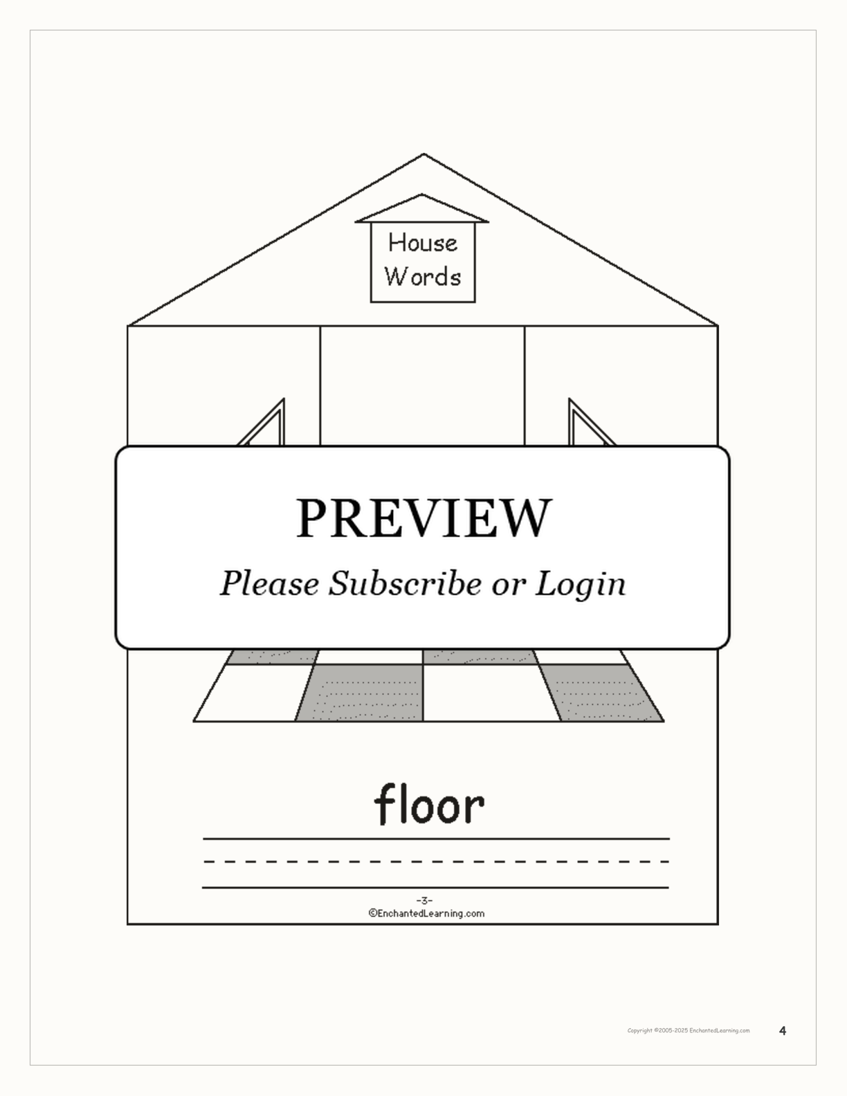 House Words Book interactive printout page 4