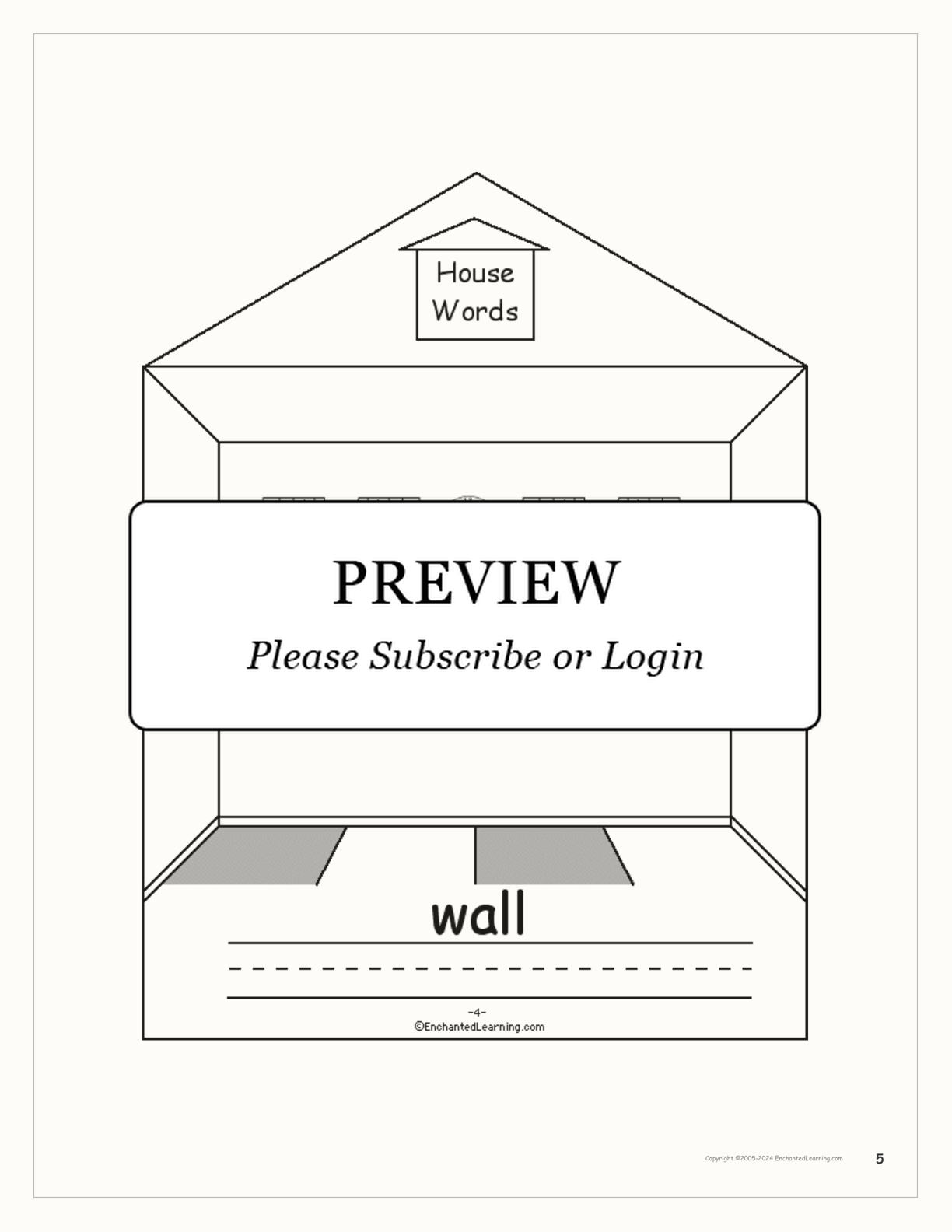House Words Book interactive printout page 5