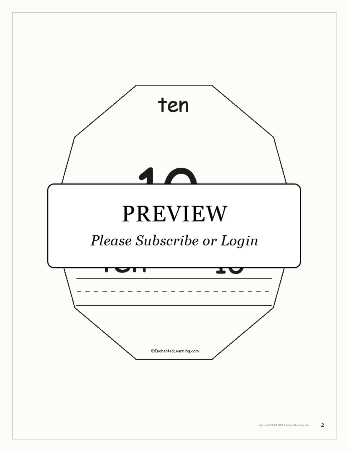 The Number Ten Book interactive printout page 2