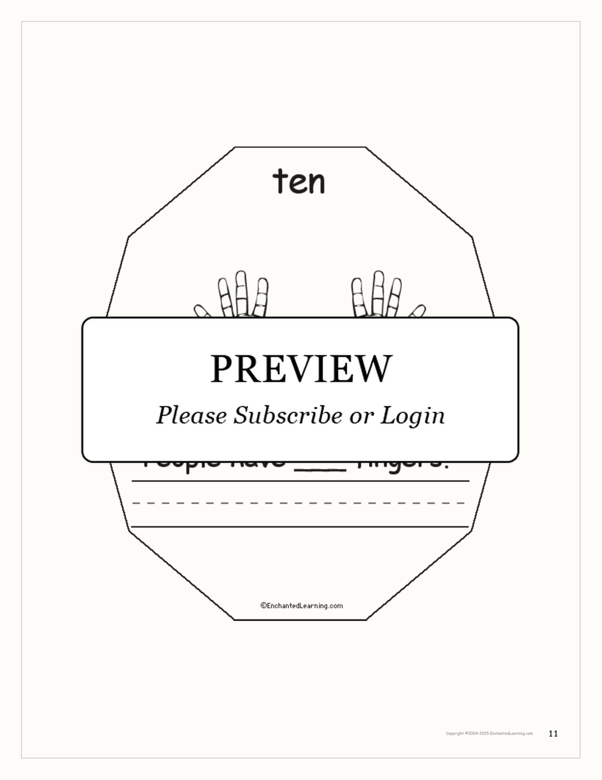 The Number Ten Book interactive printout page 11