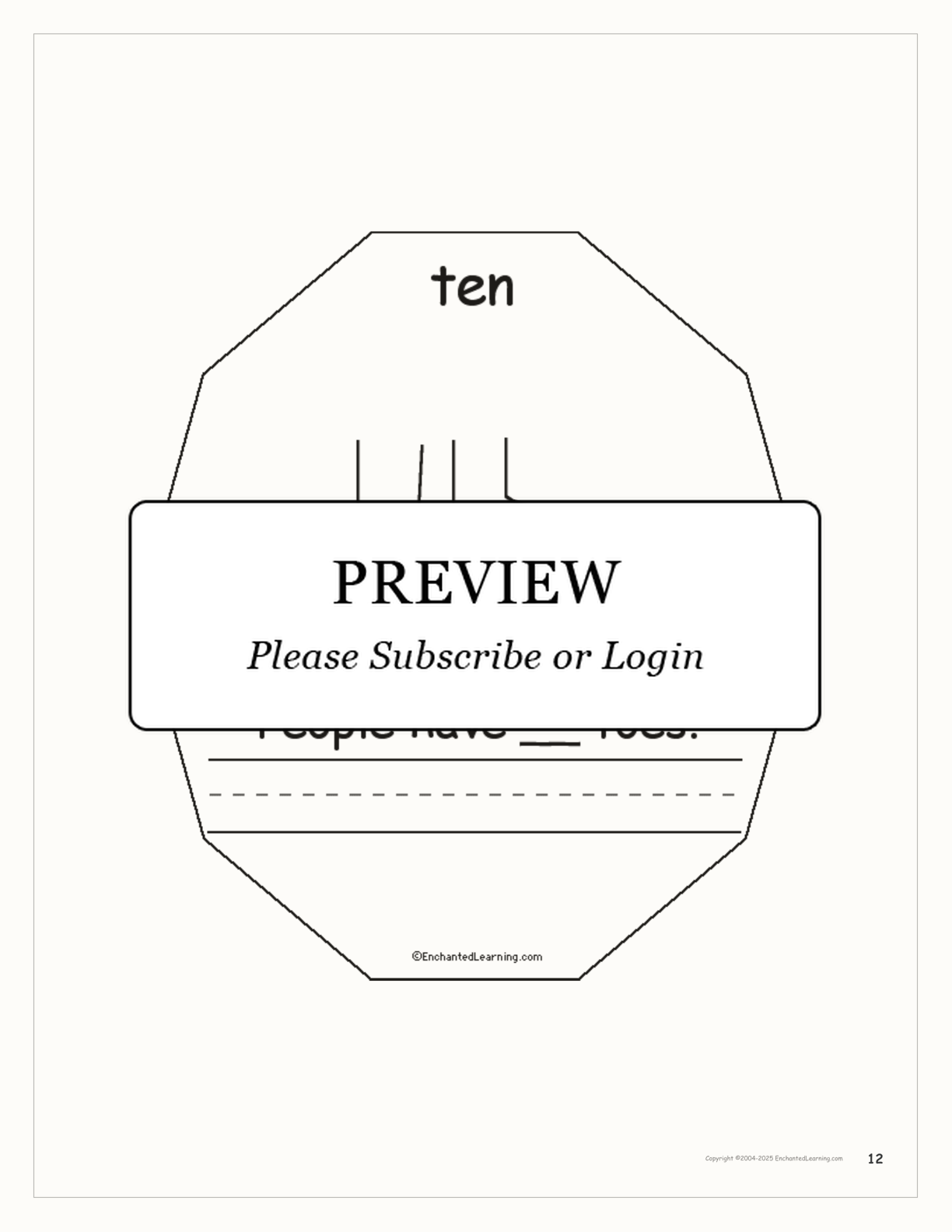 The Number Ten Book interactive printout page 12