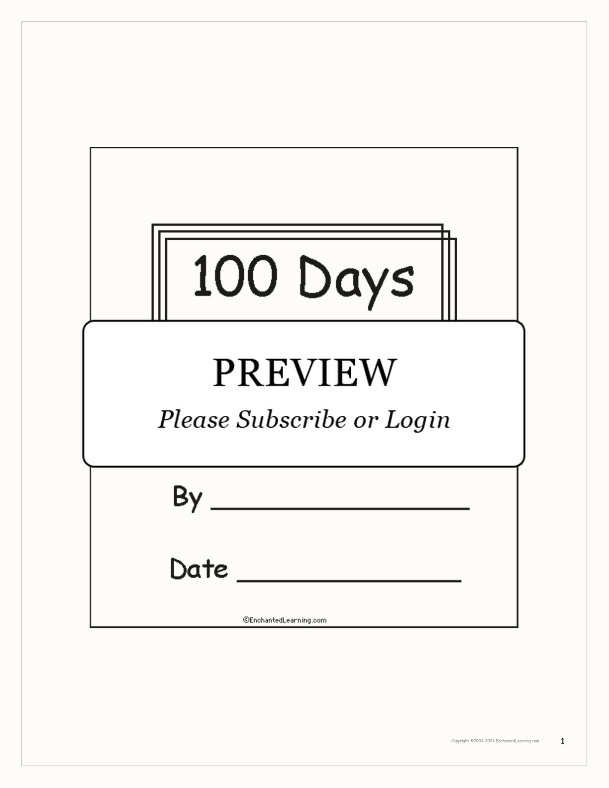 100 Days of School interactive worksheet page 1
