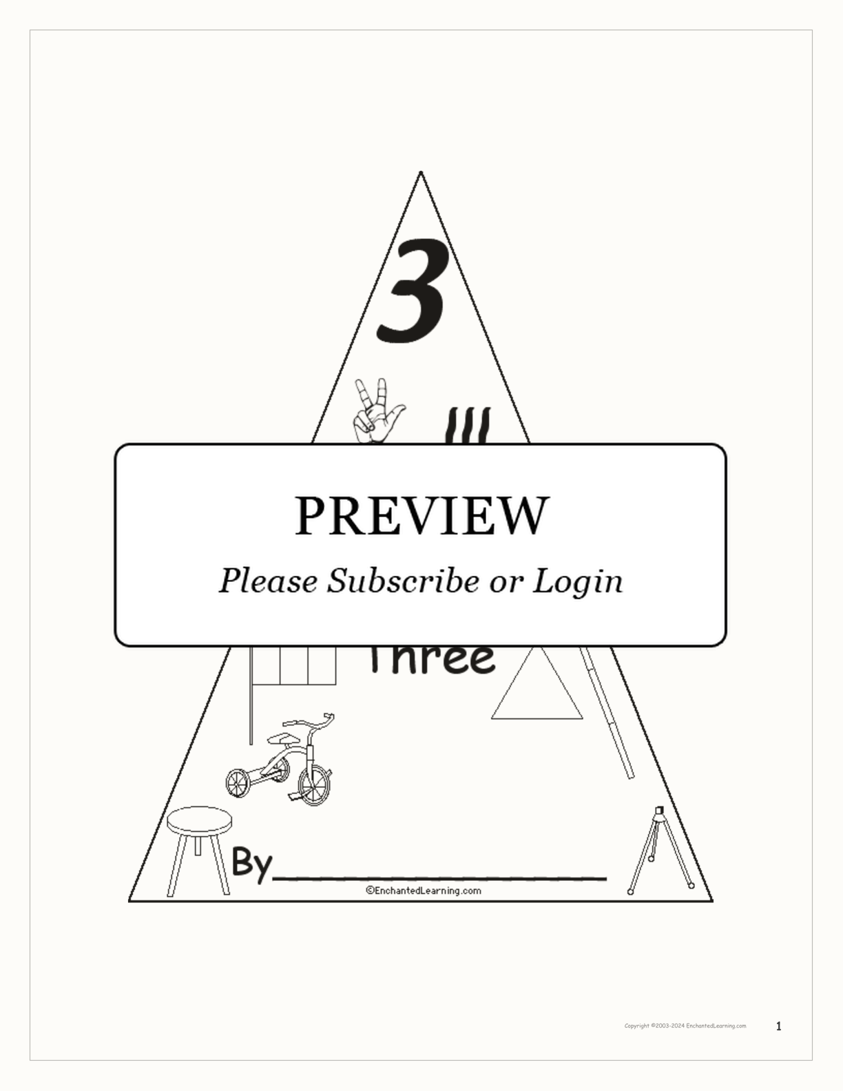 The Number Three Book interactive worksheet page 1