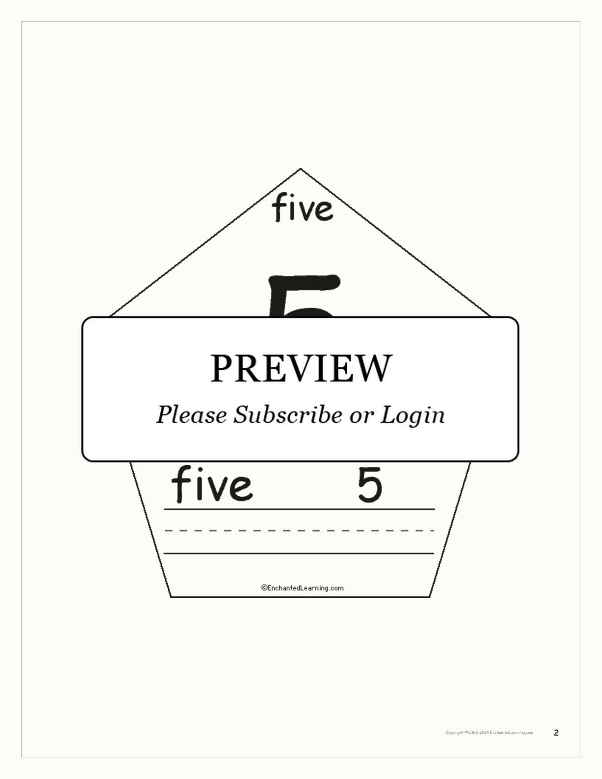 The Number Five Book interactive printout page 2