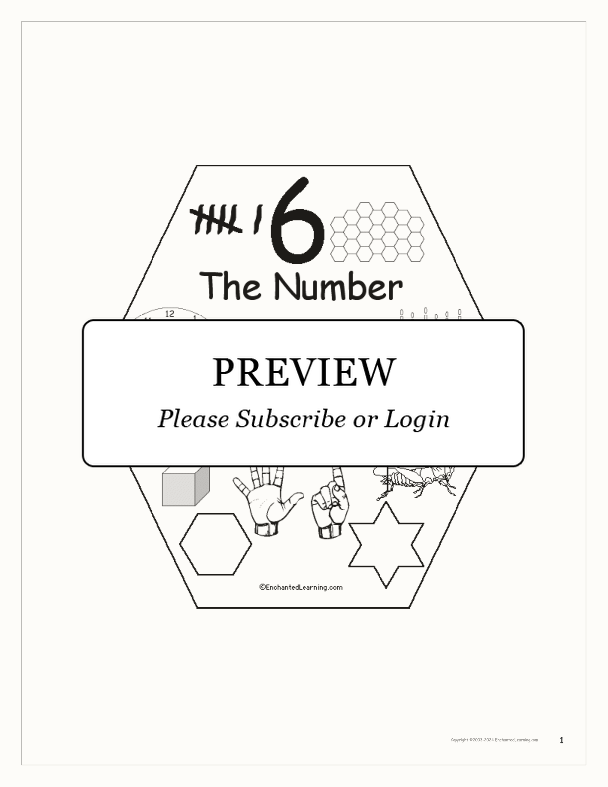 The Number Six Book interactive printout page 1