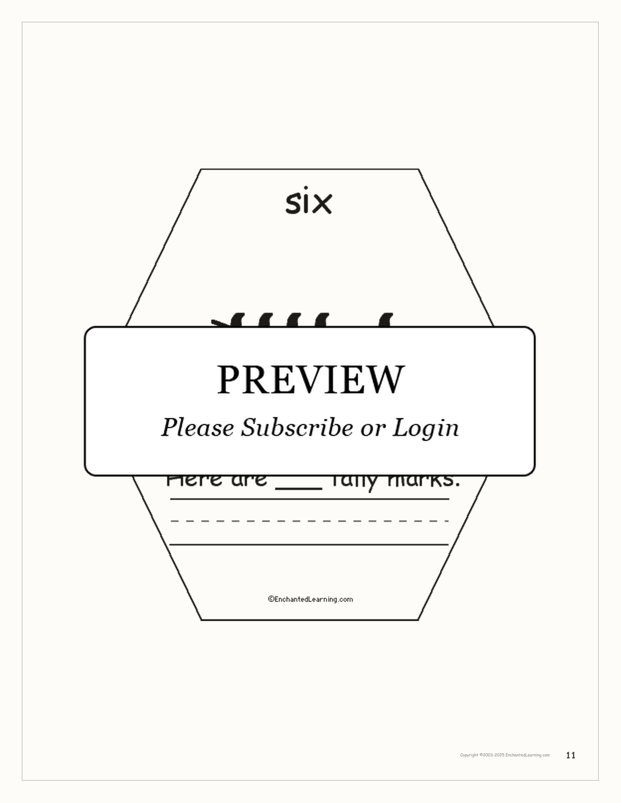 The Number Six Book interactive printout page 11