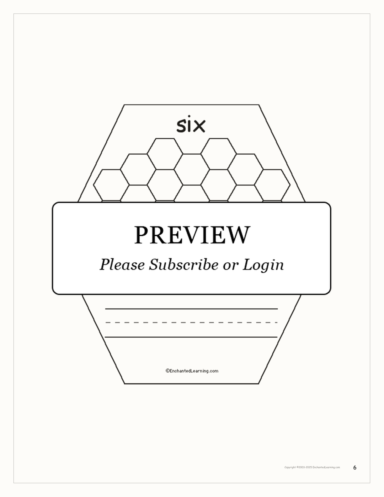 The Number Six Book interactive printout page 6