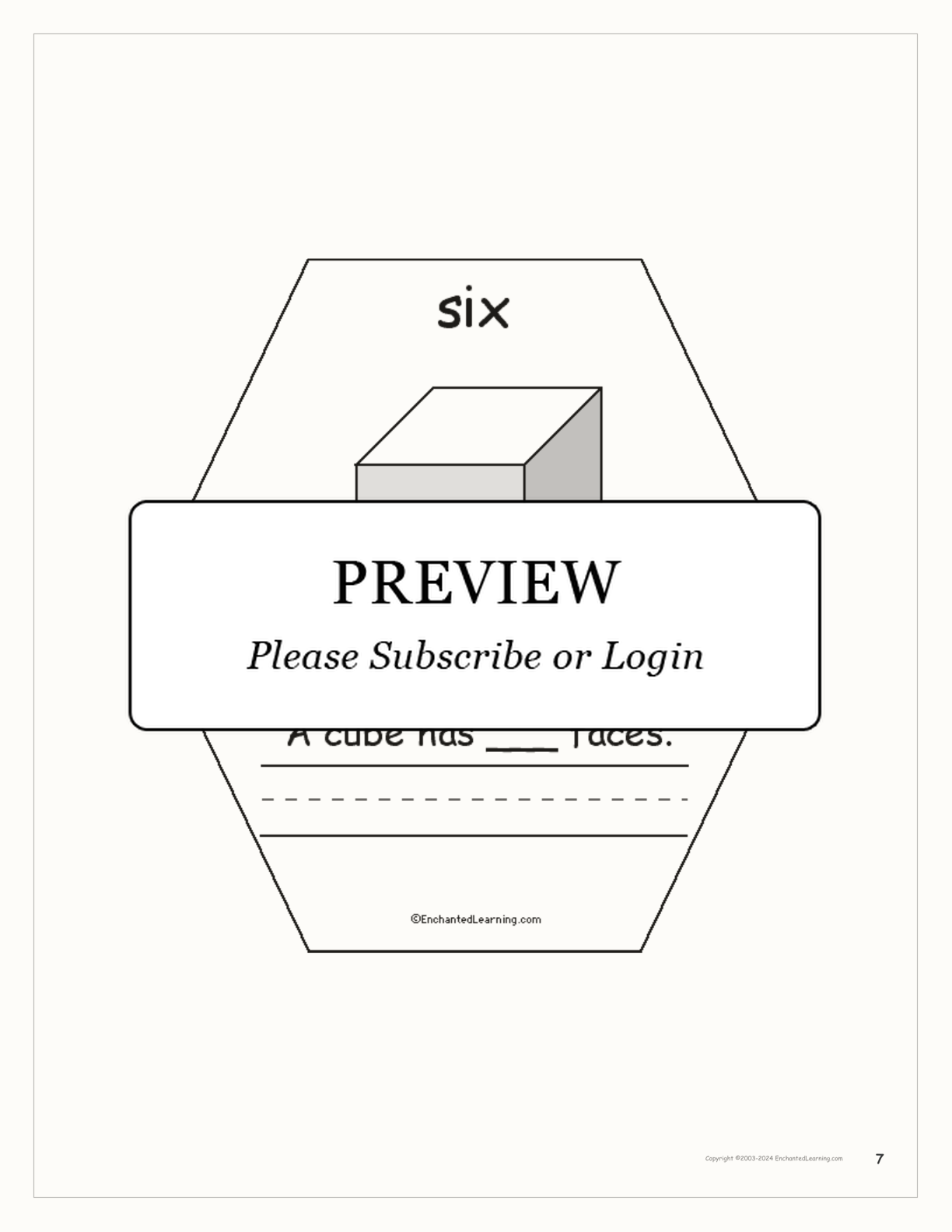 The Number Six Book interactive printout page 7