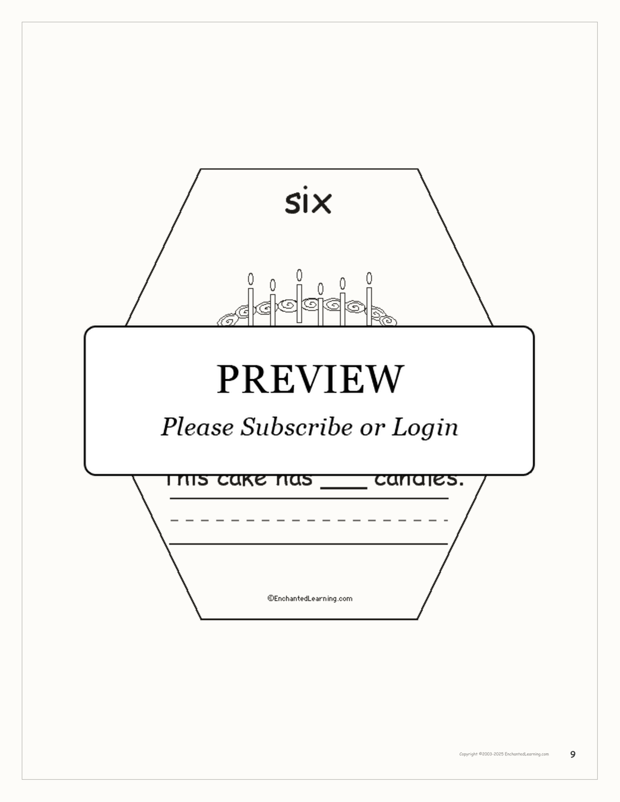 The Number Six Book interactive printout page 9