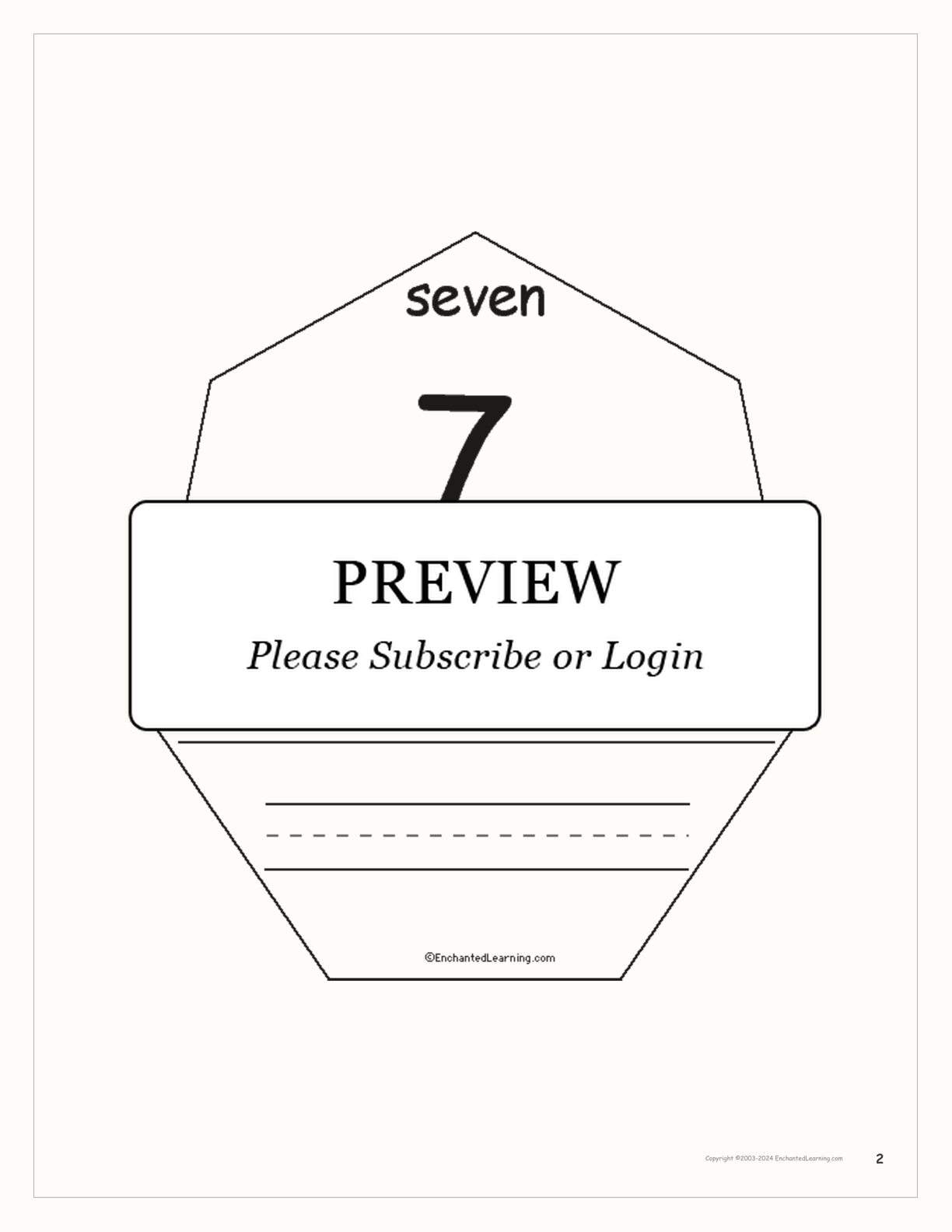 The Number Seven Book interactive printout page 2