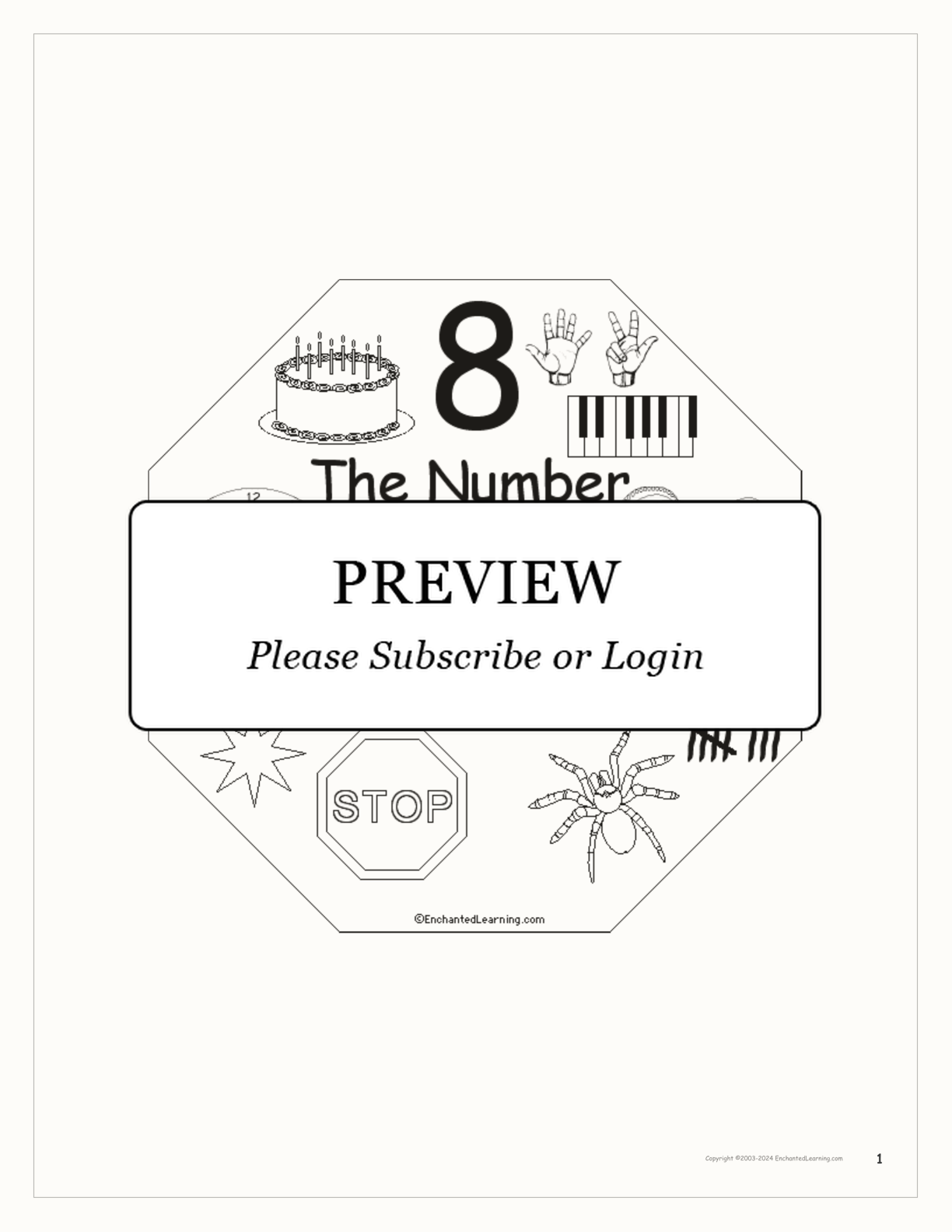The Number Eight Book interactive printout page 1