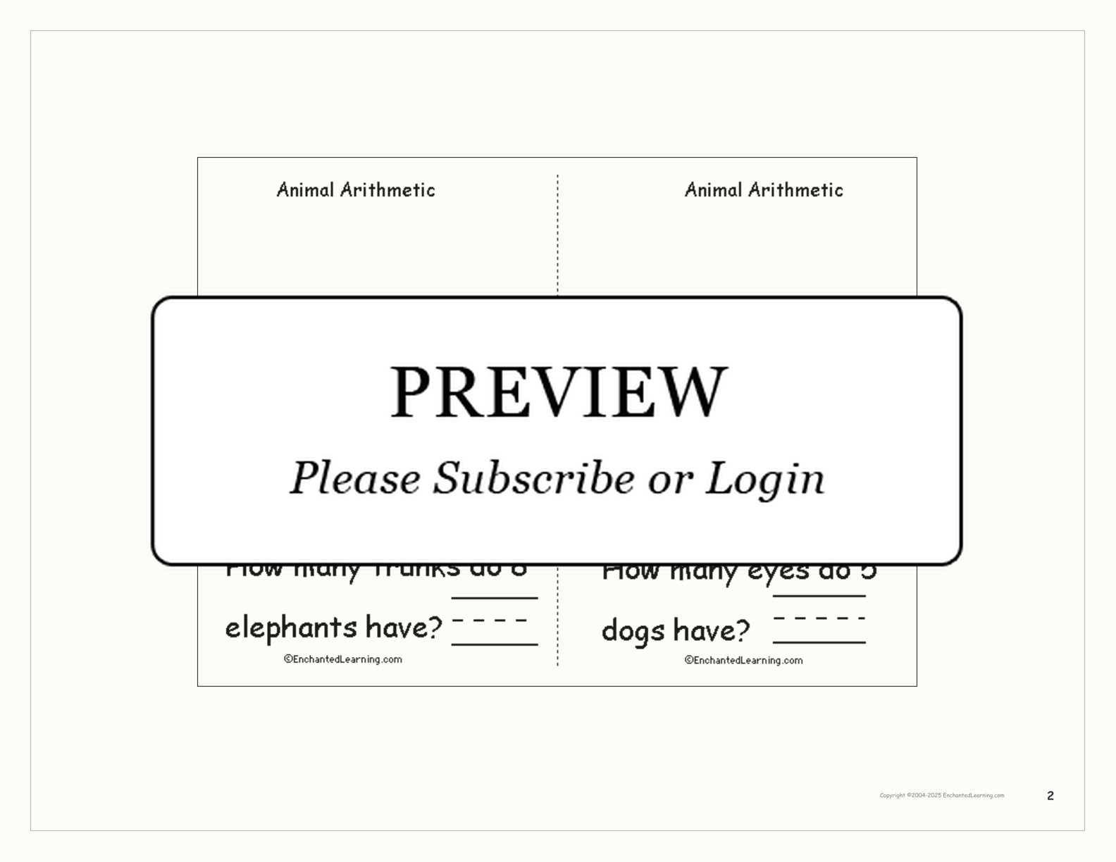 Animal Arithmetic Book (Draw your own pictures) interactive worksheet page 2