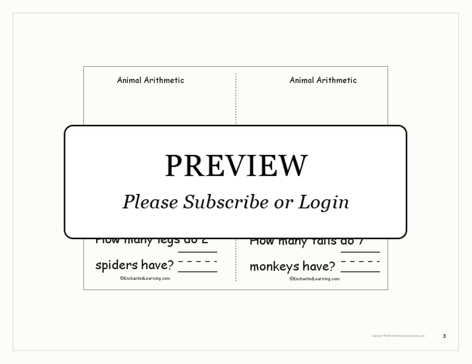 Animal Arithmetic Book (Draw your own pictures) interactive worksheet page 3