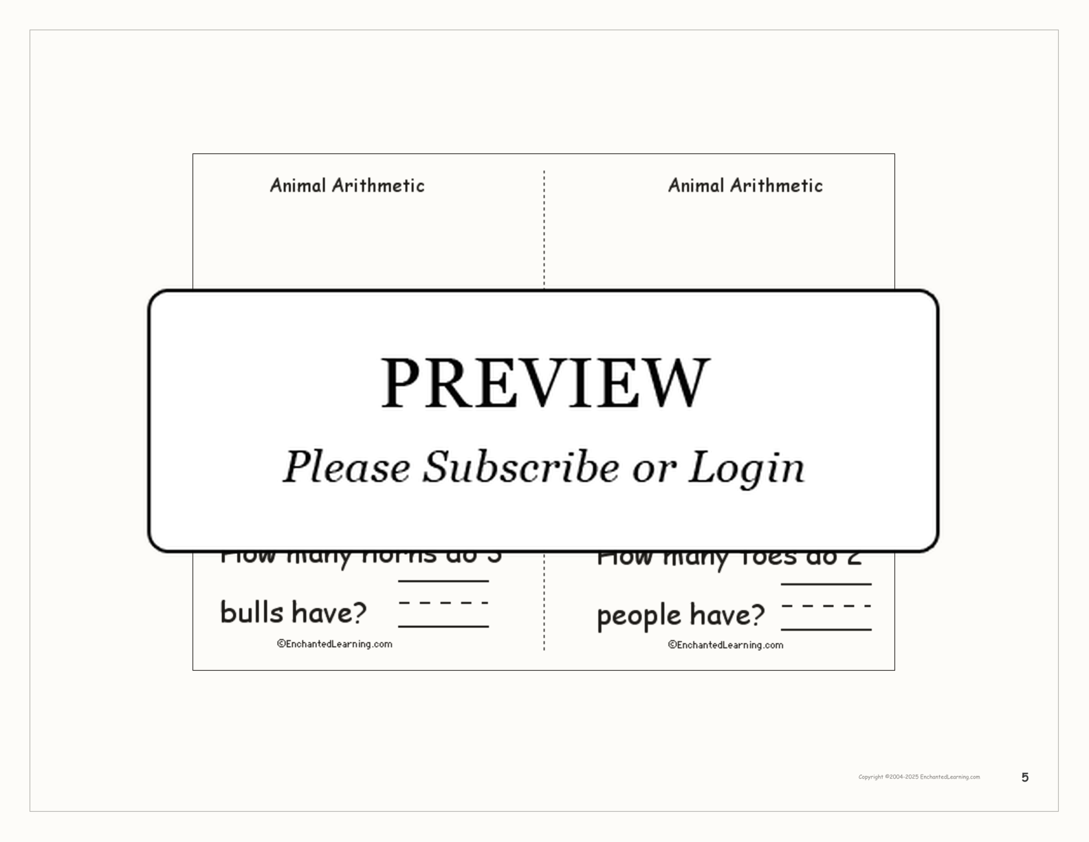 Animal Arithmetic Book (Draw your own pictures) interactive worksheet page 5