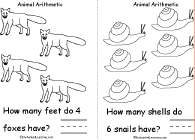 Search result: 'Animal Arithmetic Book with Pictures, A Printable Book: Fox Feet, Snail Shells'