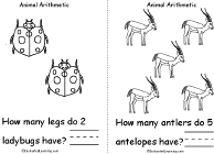 Search result: 'Animal Arithmetic Book with Pictures, A Printable Book: Ladybug Legs, Antelope Antlers'
