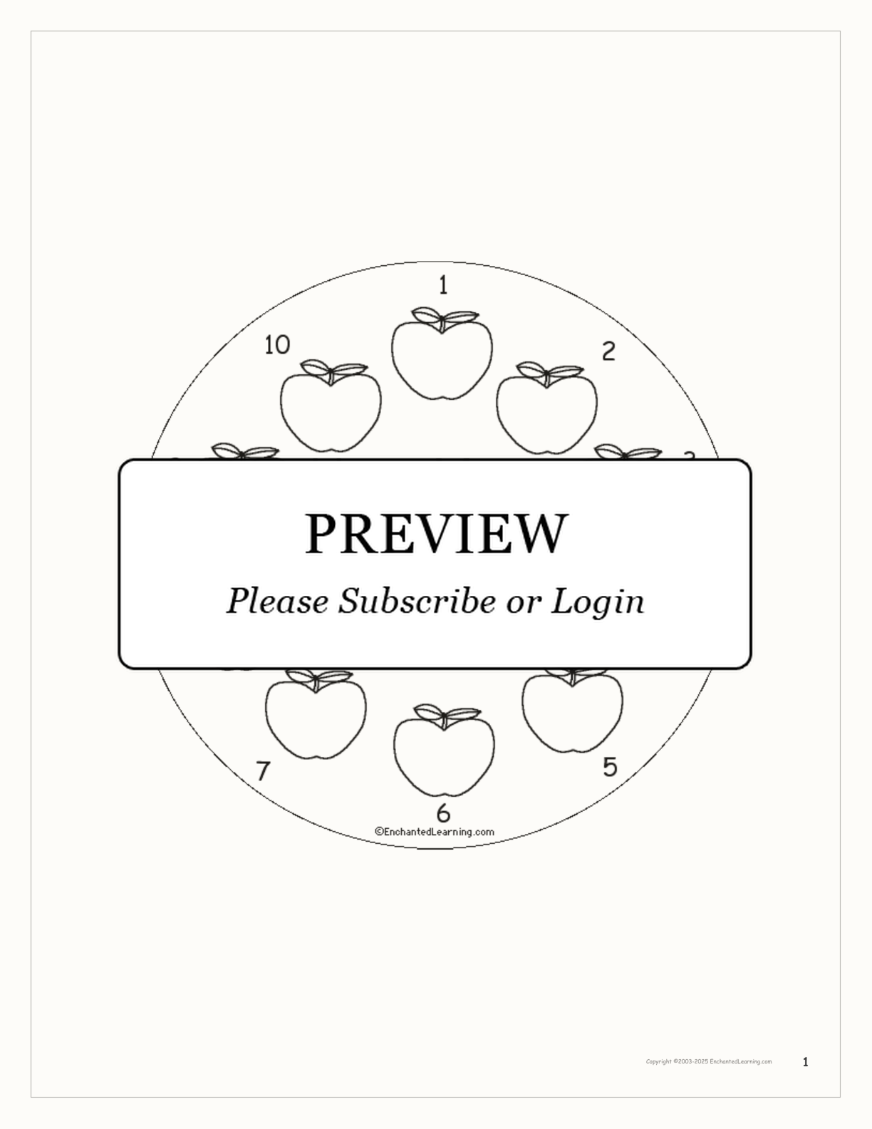 How Many Apples? interactive printout page 1