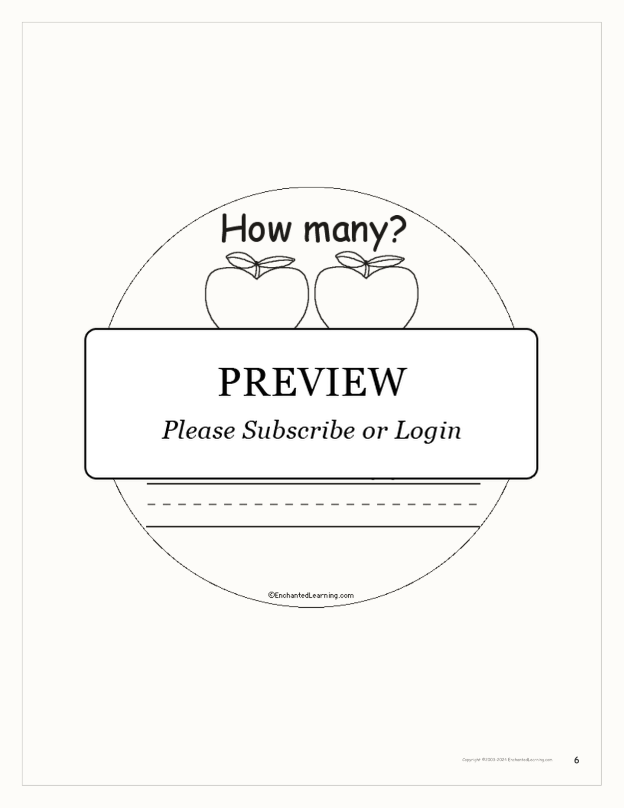 How Many Apples? interactive printout page 6