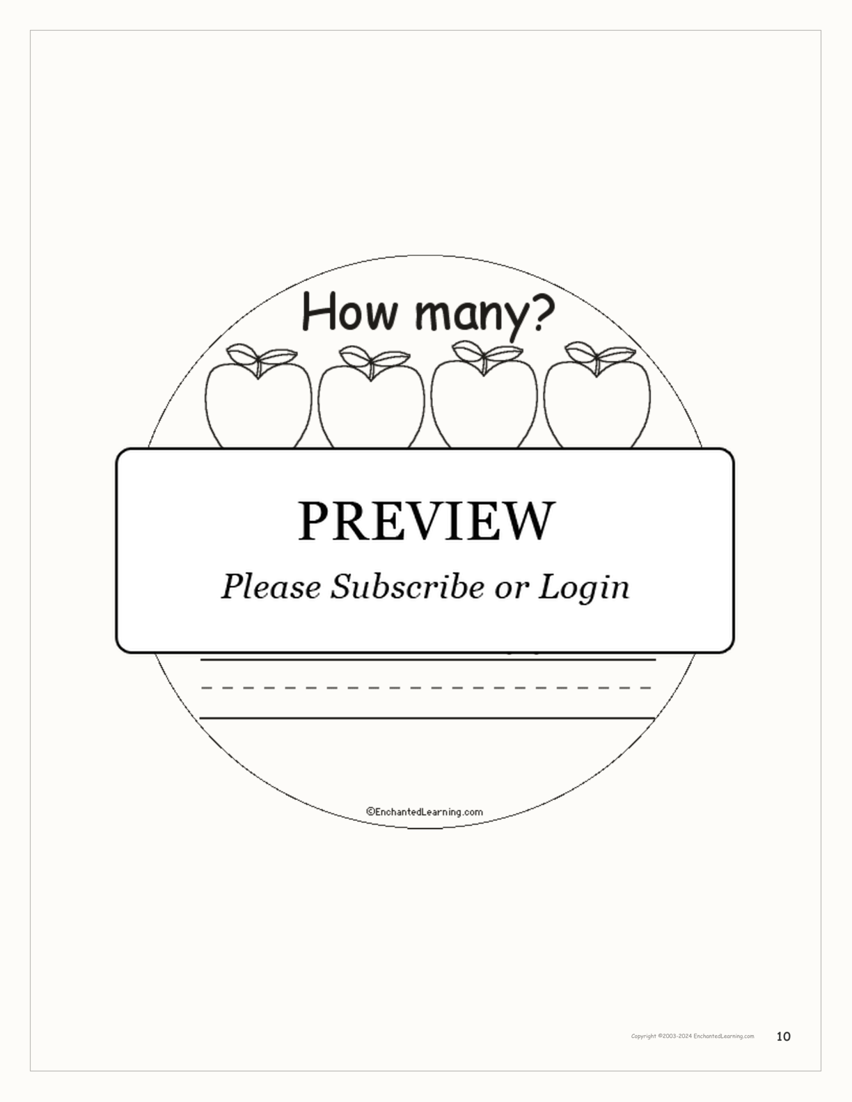How Many Apples? interactive printout page 10