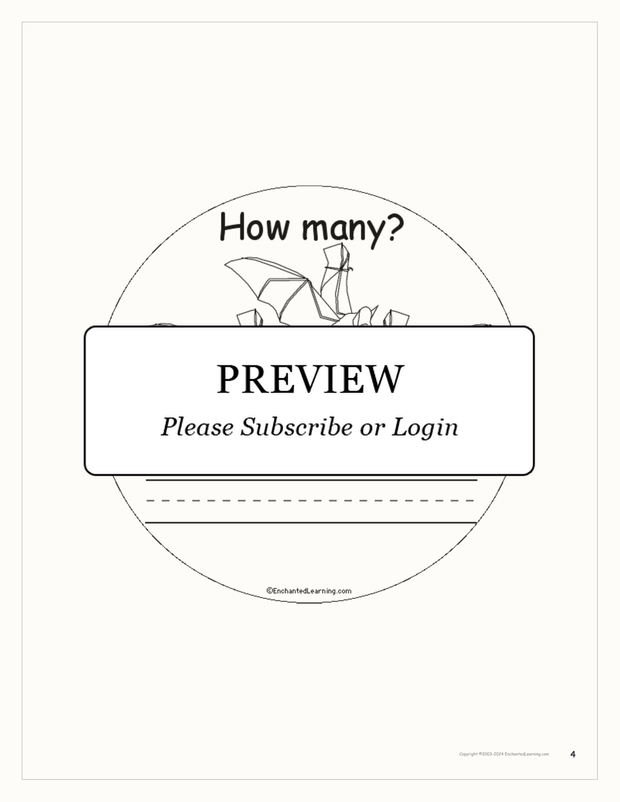How Many Bats? Book for Early Readers interactive printout page 4