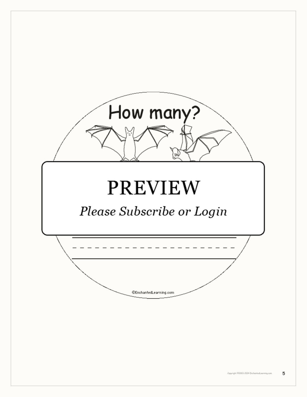 How Many Bats? Book for Early Readers interactive printout page 5