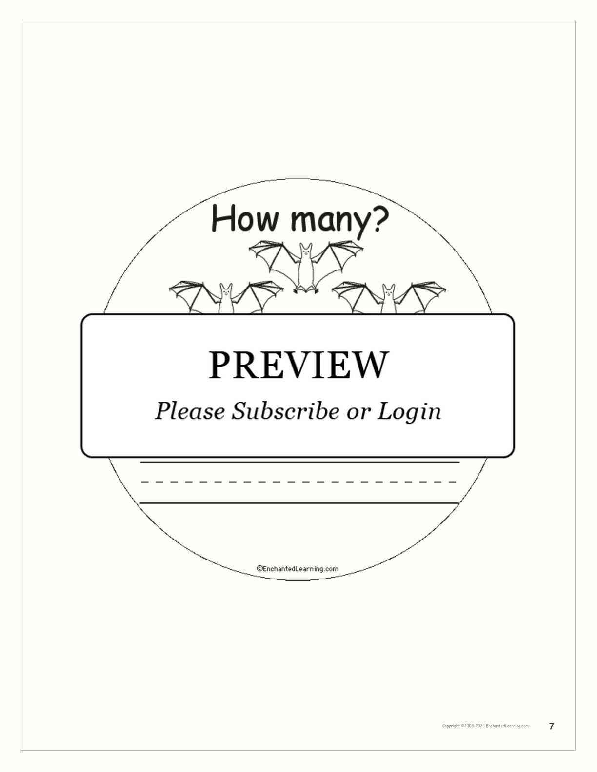 How Many Bats? Book for Early Readers interactive printout page 7
