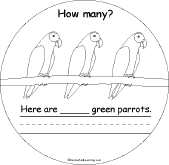 Search result: 'How Many Colorful Birds Book: Page 3 Green Parrots'