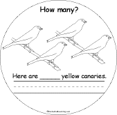 Search result: 'How Many Colorful Birds Book: Page 4 Yellow Canaries'