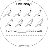 Search result: 'How Many Colorful Birds Book: Page 8 Red Cardinals'