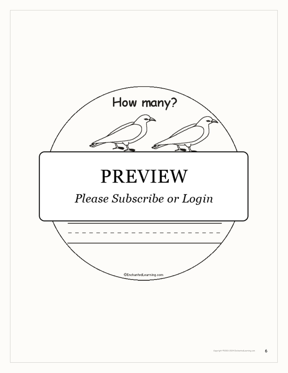 How Many Colorful Birds? Book for Early Readers interactive printout page 6