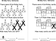 Search result: 'Birthday: Subtraction Book, A Printable Book: Party Hats, Cards'