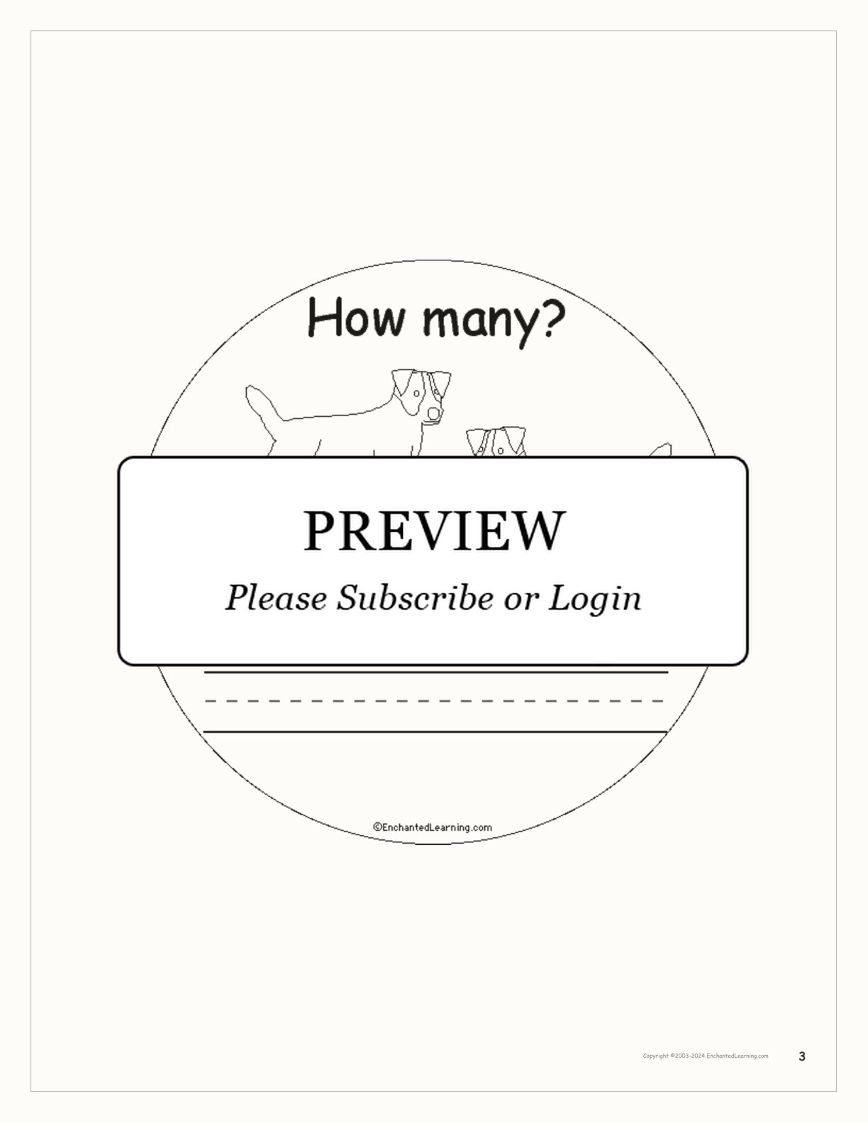'How Many Dogs?' Book interactive worksheet page 3