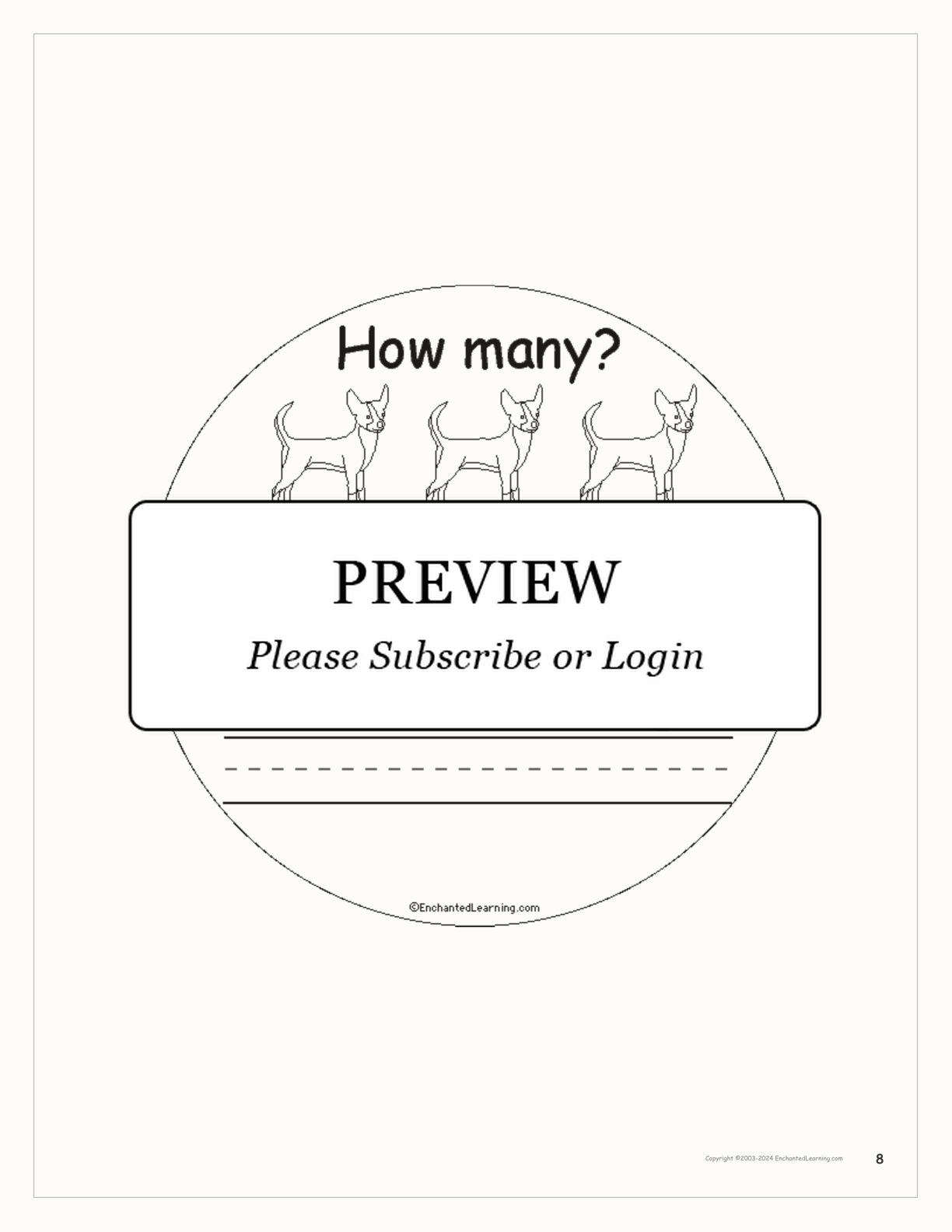 'How Many Dogs?' Book interactive worksheet page 8
