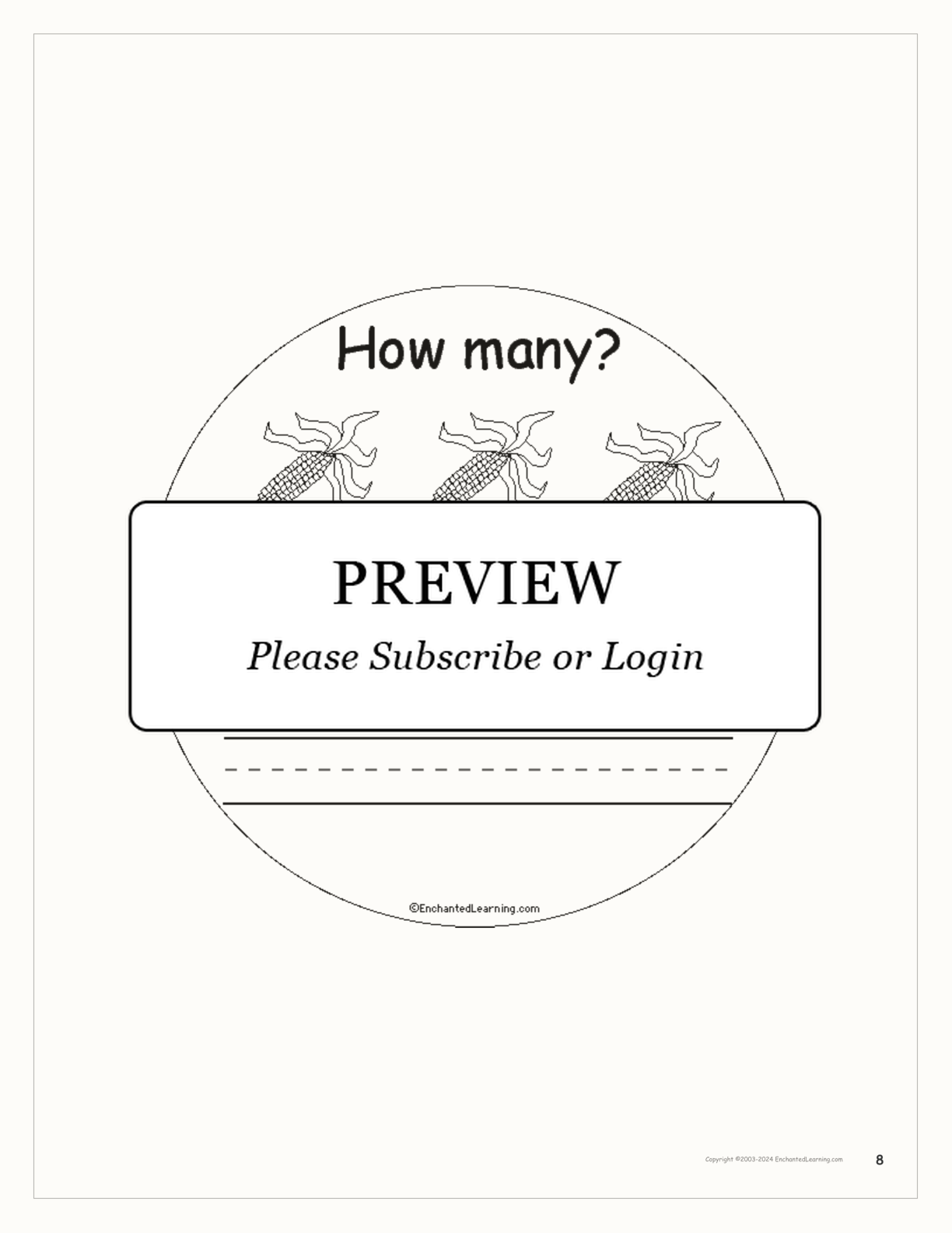 Fall — How Many? Printable Book interactive printout page 8